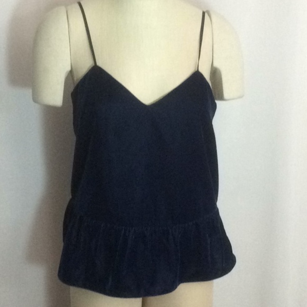 NWT J Crew Navy Velvet Top Spaghetti Strap Size 6